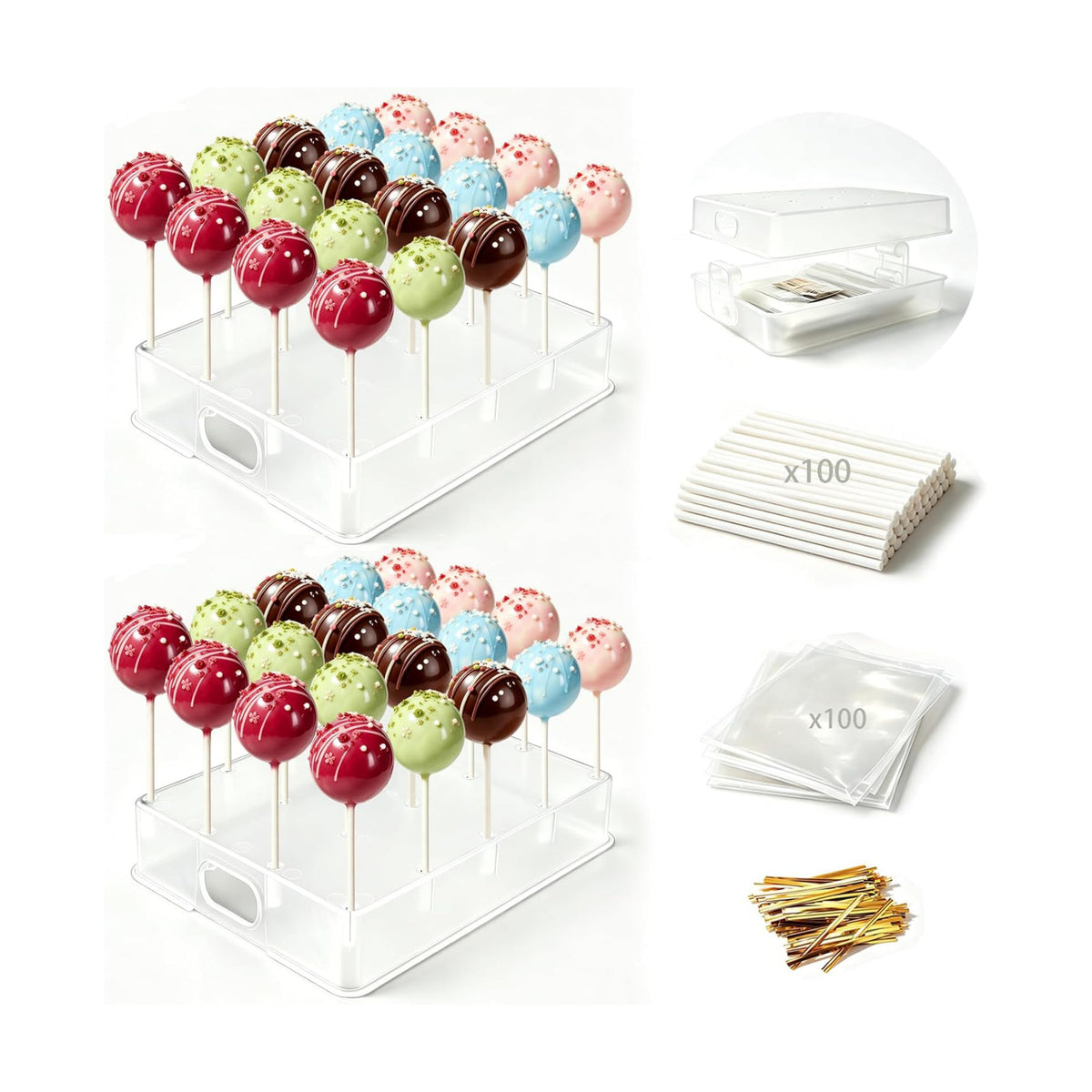 2 Pack Cake Pop Stand, 20 Holes(Clear)