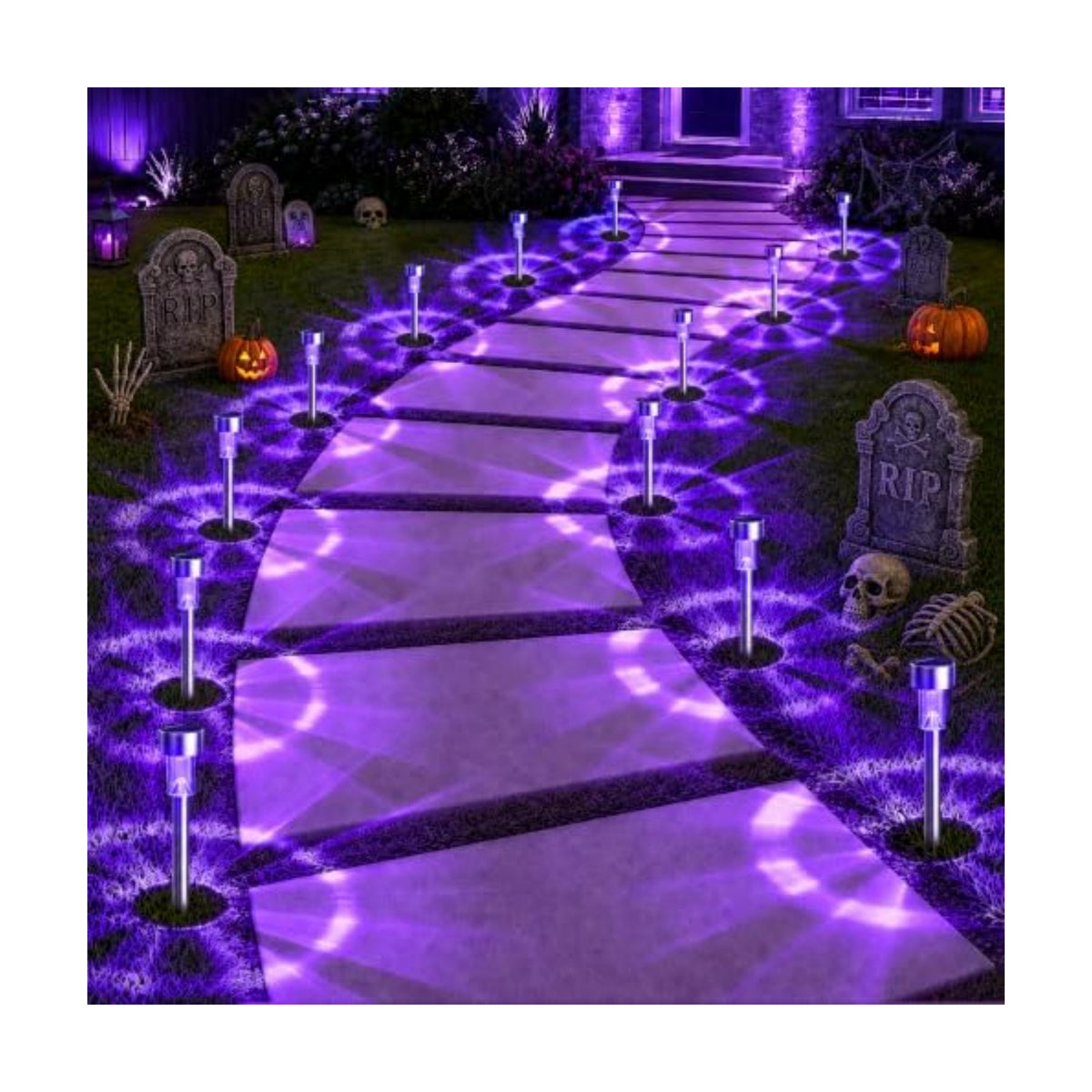 GIGALUMI Solar Halloween Lights Outdoor Waterproof 12-Pack Halloween Decor
