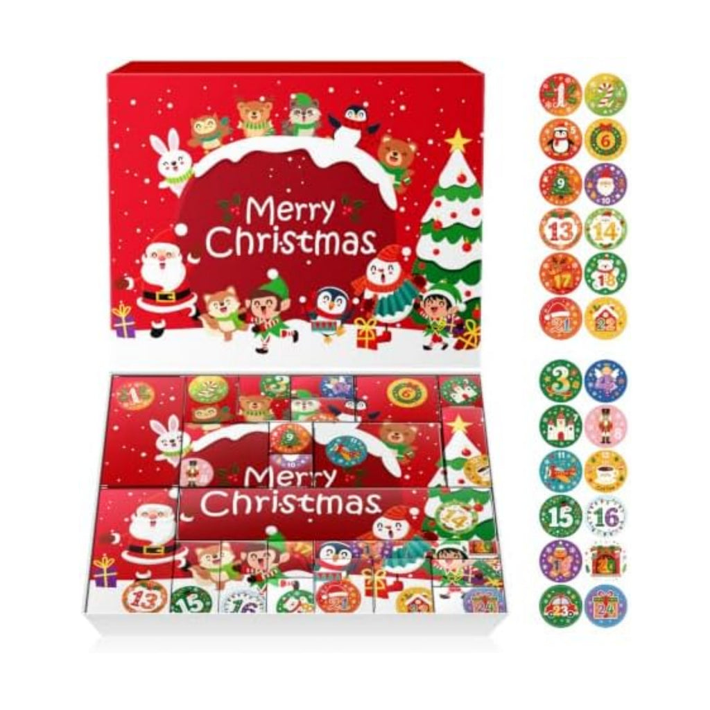 JWSCYSY 2026 Christmas Advent Calendar Box Set DIY - 24 Empty Surprise Gift Boxes with Number Stickers to Fill, Countdown Calendar for Kids Family Holiday Christmas Decorations (Red)
