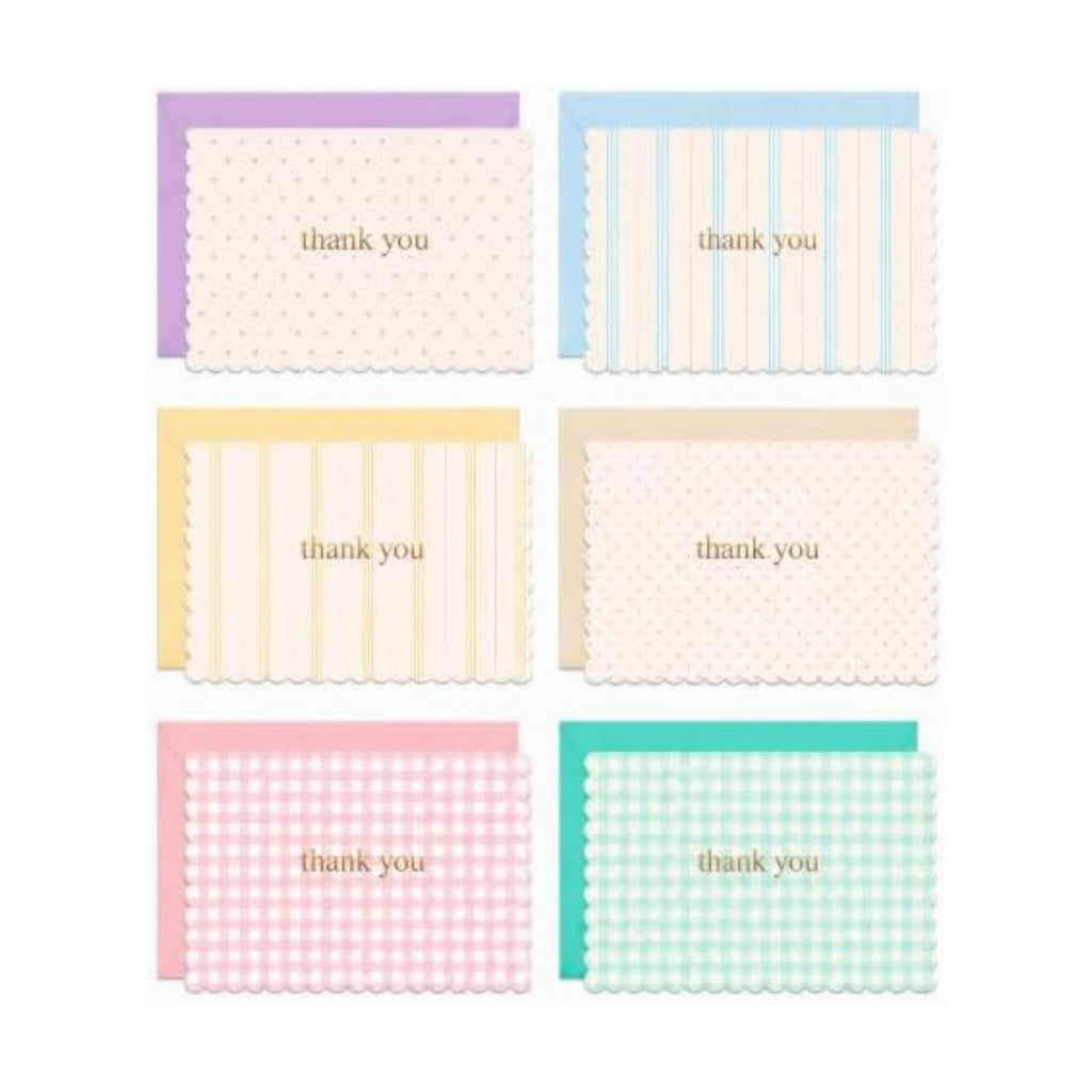 30 Thank You Cards with Matching Color Envelopes, Gold Foil Stickers & Storage Box, 4x6 Inch Thank You Notes, 6 Scalloped-Edge Designs, Blank Inside for Personal & Small Business Use