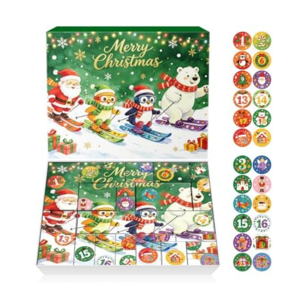 JWSCYSY 2026 Christmas Advent Calendar Box Set DIY - 24 Empty Surprise Gift Boxes with Number Stickers to Fill, Countdown Calendar for Kids Family Holiday Christmas Decorations (Green)