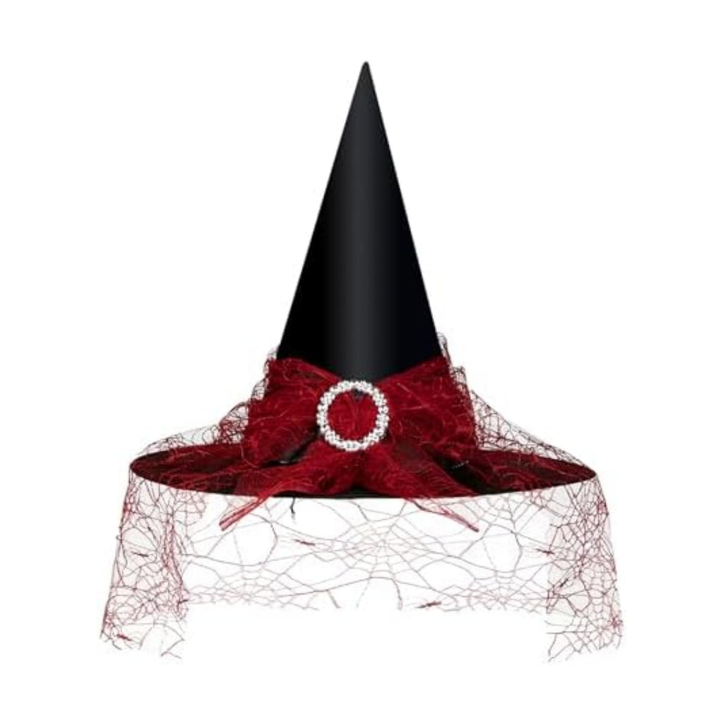 Edoneery Halloween Witch Hat for Women, Mesh Lace Cosplay Costume Accessory
