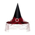 Edoneery Halloween Witch Hat for Women, Mesh Lace Cosplay Costume Accessory