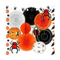 Halloween Party Decorations, Hanging Spider Bat Paper Lanterns Honeycomb Decorations for Home Haunted House Classroom Birthday Party Supplies Props (Orange & Black)