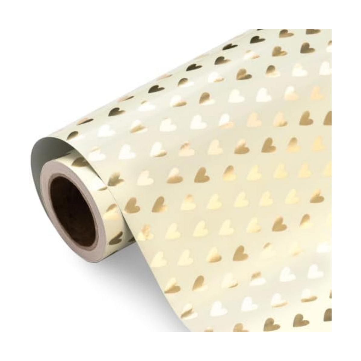 RUSPEPA Heart Wrapping Paper Roll, Mini Roll, Gold Foil Heart Design, Elegant Gift Wrap Paper with for Wedding, Valentines Day, Bridal Shower, Engagement, Anniversary, Birthday, 17 In x 9.8 Ft