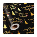 Yarcony Black and Gold Christmas Wrapping Paper for Men Boys, 17 In X 33Ft