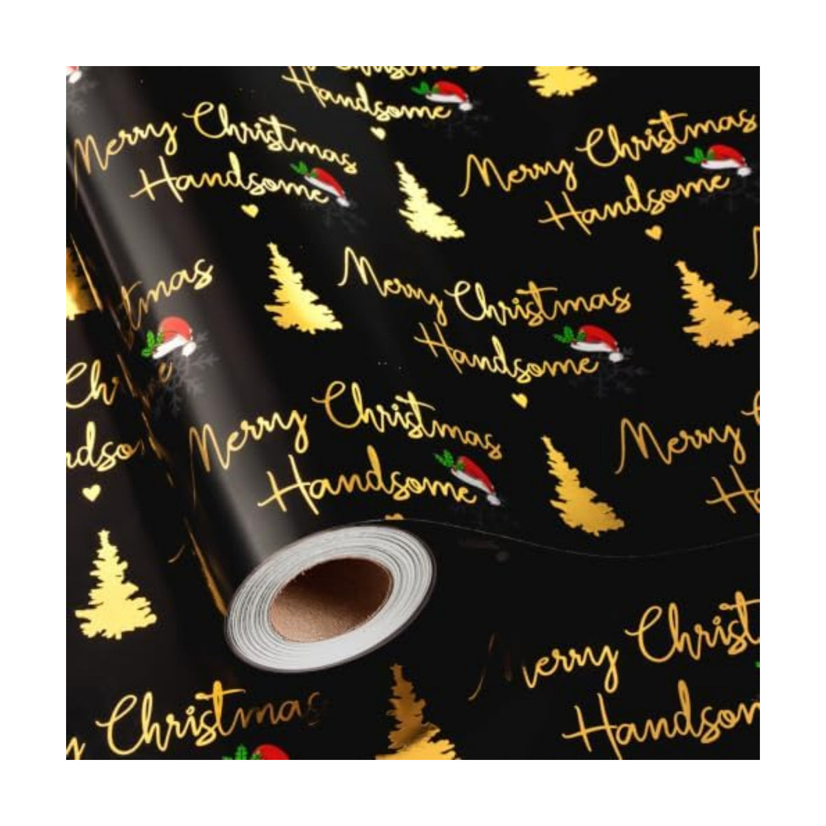 Yarcony Black and Gold Christmas Wrapping Paper for Men Boys, 17 In X 33Ft