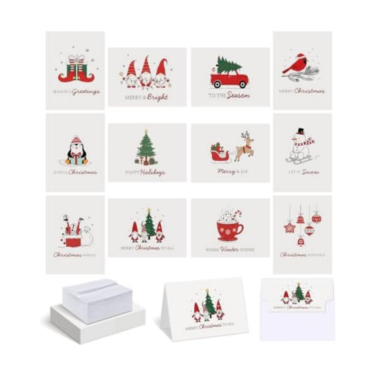 AmazingSpark 120 Pack Christmas Cards with Envelope Bulk White Xmas