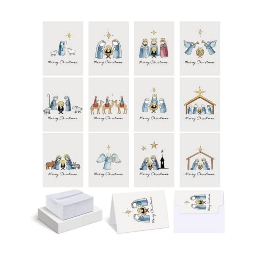 AmazingSpark 120 Pack Christian Xmas Cards with Envelope Bulk White Jesus