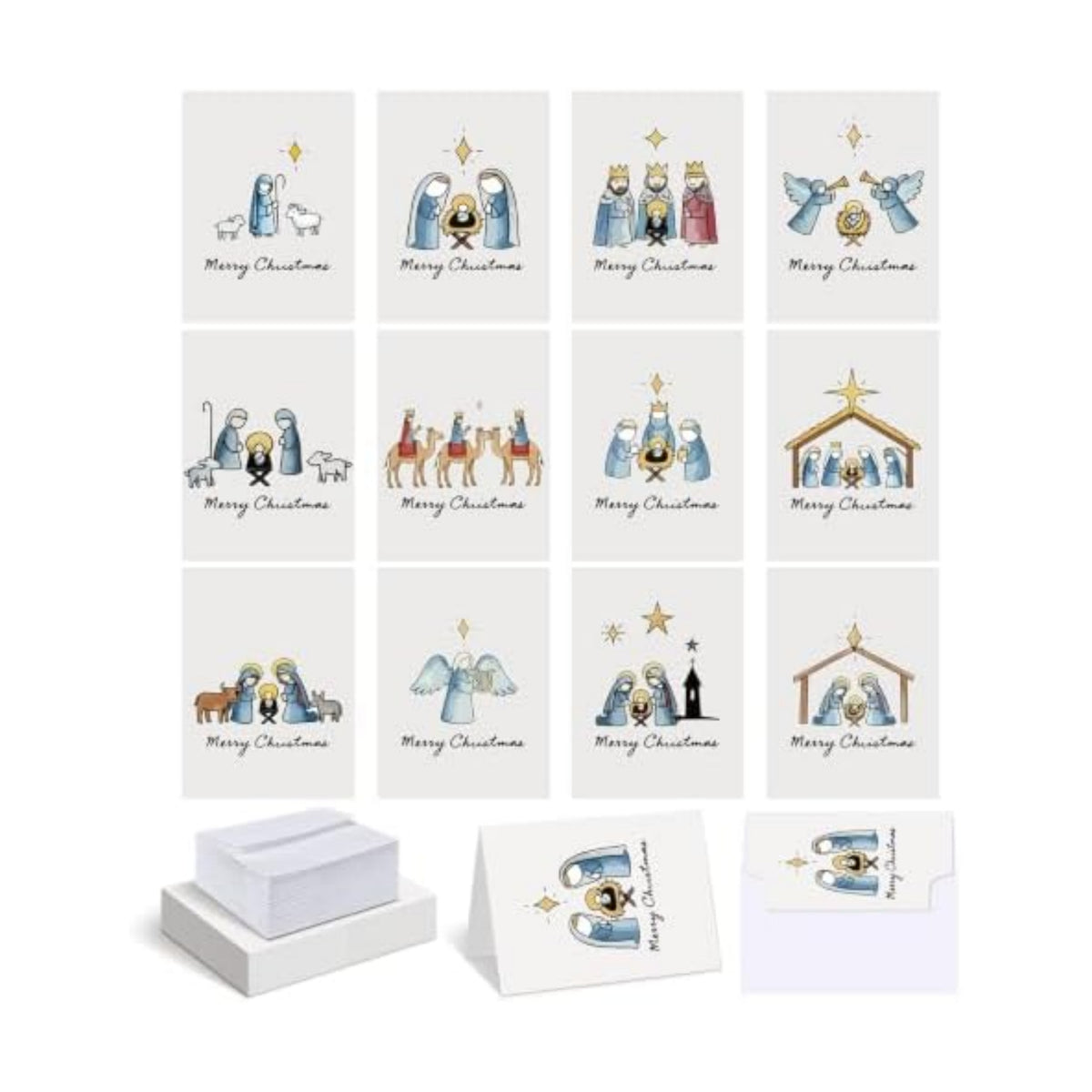AmazingSpark 120 Pack Christian Xmas Cards with Envelope Bulk White Jesus