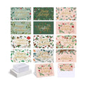 AmazingSpark 120 Pack Happy Holiday Card with Envelope Bulk Green Botanical