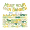 BEISHIDA 116 PCS A-Z DIY Letter Banner Kit Make Your Own Banner Including 111 Letters and Numbers 3 Rope and 2 Threading Device,Customized for Birthday Graduation Wedding Decor Glitter Green Gold