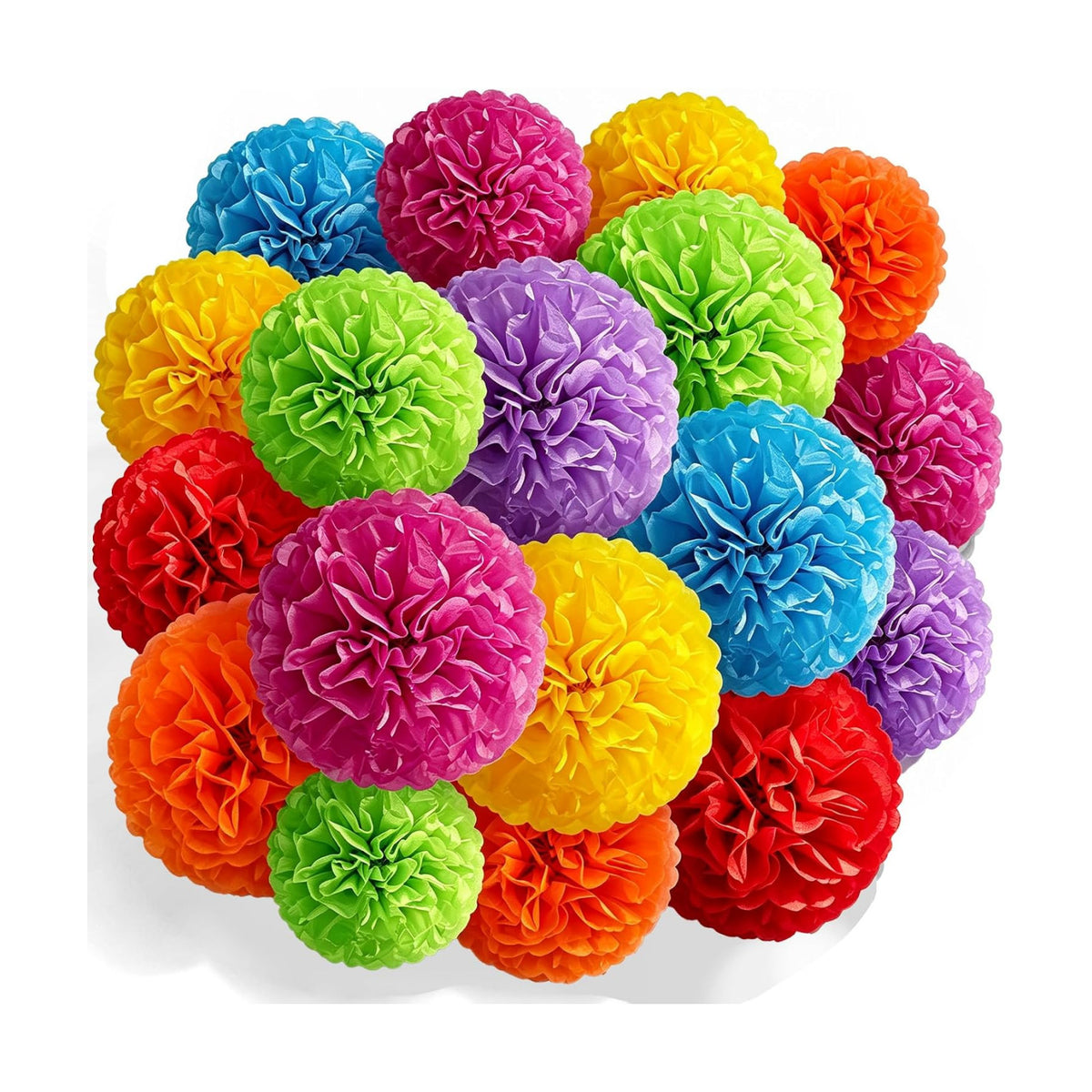 Recosis Fiesta Party Decorations, 18 Pcs Multicolor Paper Pom Poms