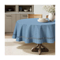 MIULEE Dusty Blue 60 Inch Round Linen Tablecloth with Decorative Cutouts