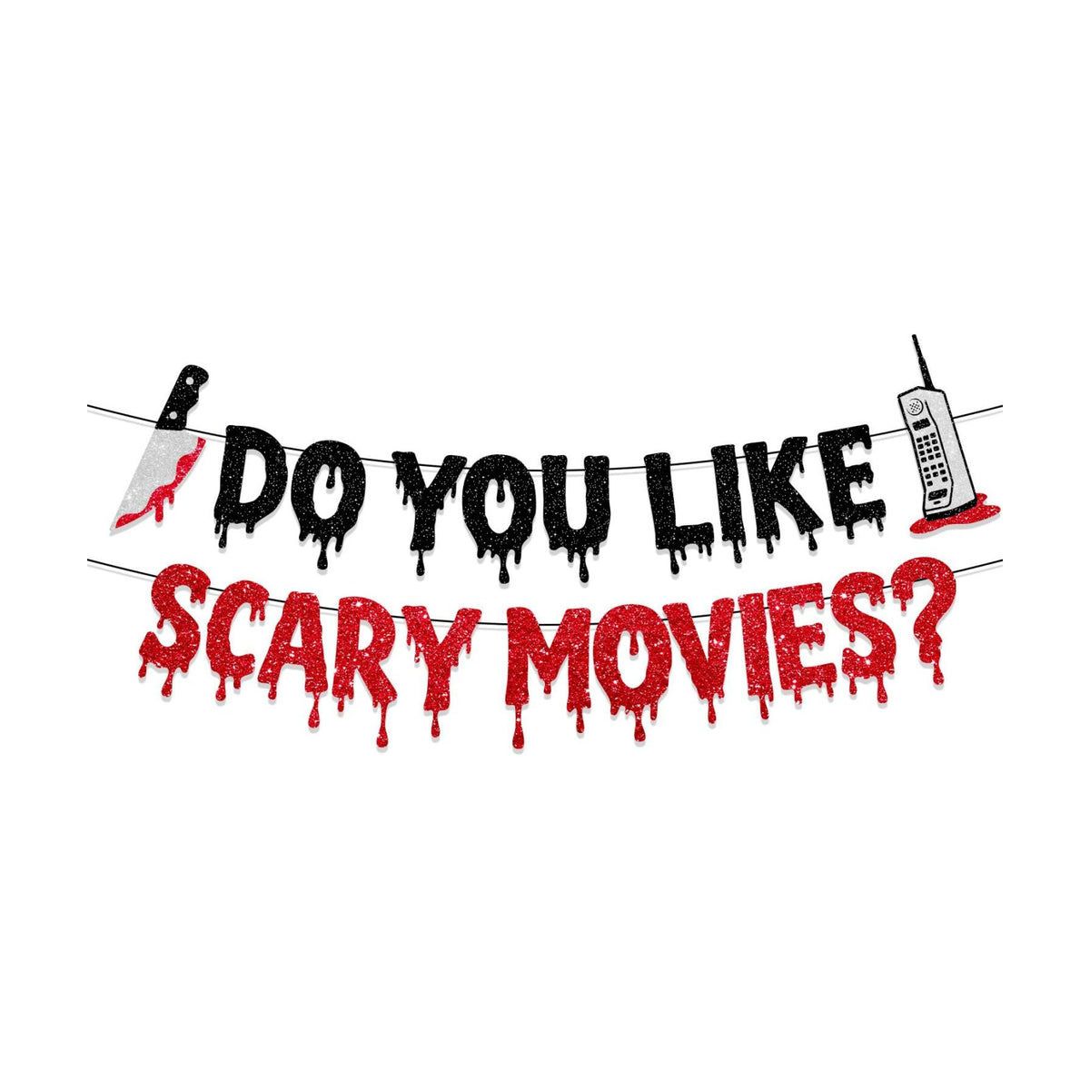 Halloween Decorations, Scary Movie Night Glitter Banner