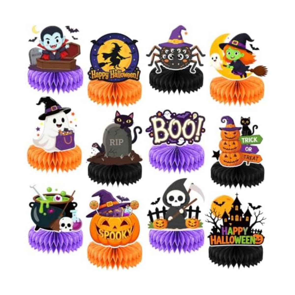Halloween Party Decorations-12Pcs Halloween Honeycomb Centerpieces