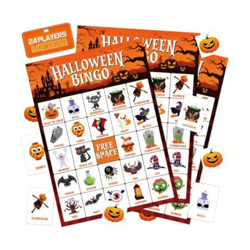 Halloween Bingo Game Cards for 24 Players - 5" x 7", Orange