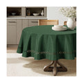 MIULEE Army Green 60 Inch Round Linen Tablecloth with Decorative Cutouts