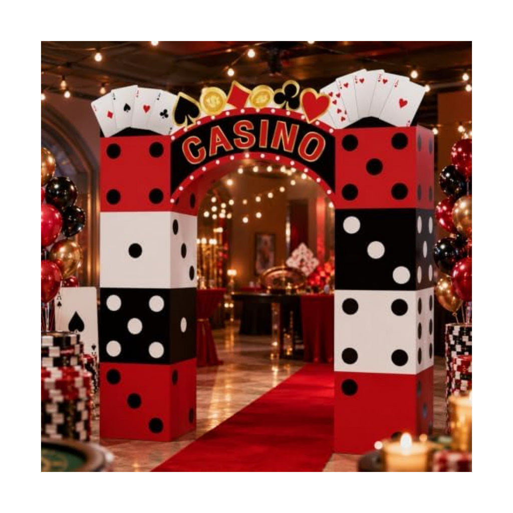 Pajean Casino Stacked Box Archway, Photo Booth Backdrop 52 x 56 Inch