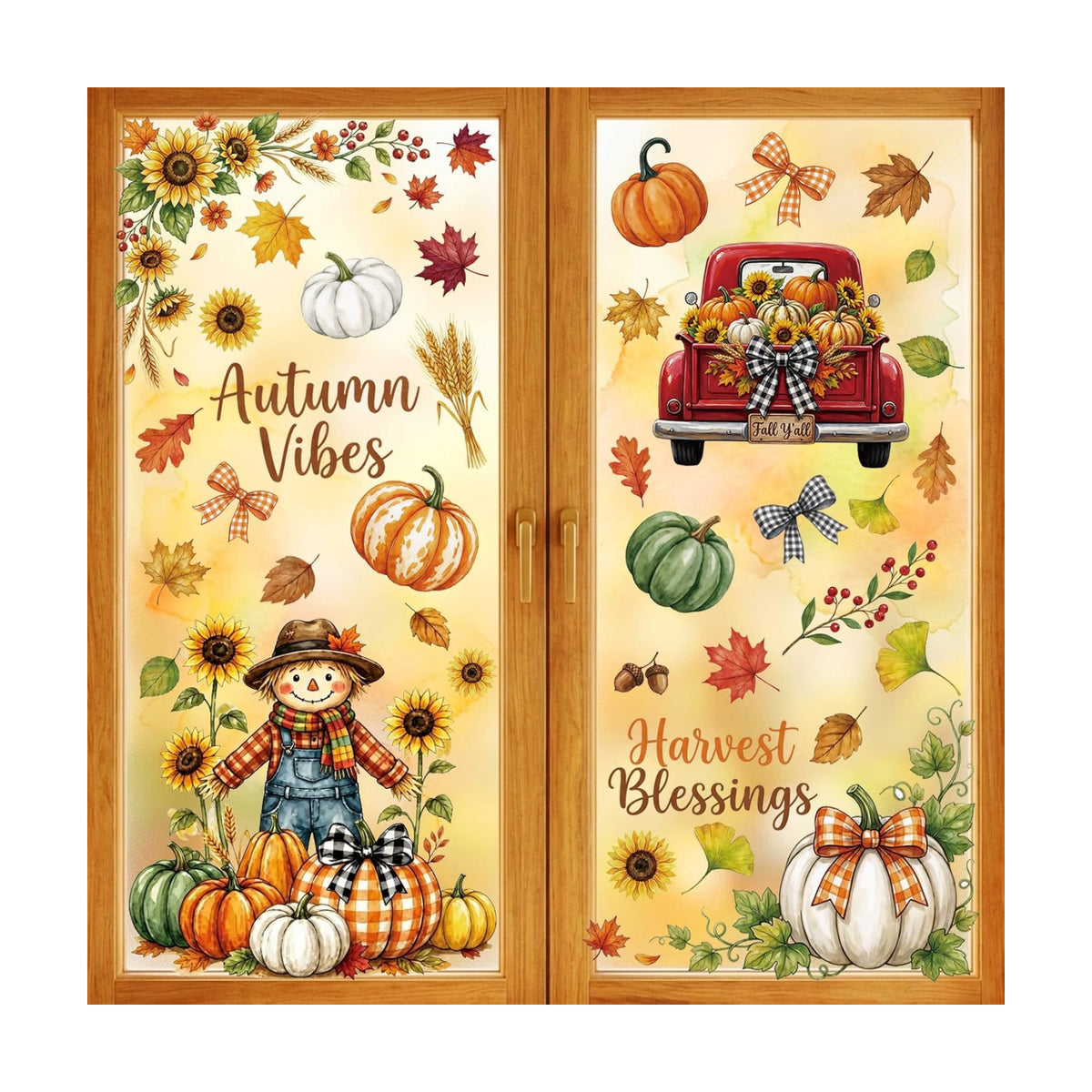 Fall Window Clings Decor Autumn Harvest Thanksgiving Decorations Stickers