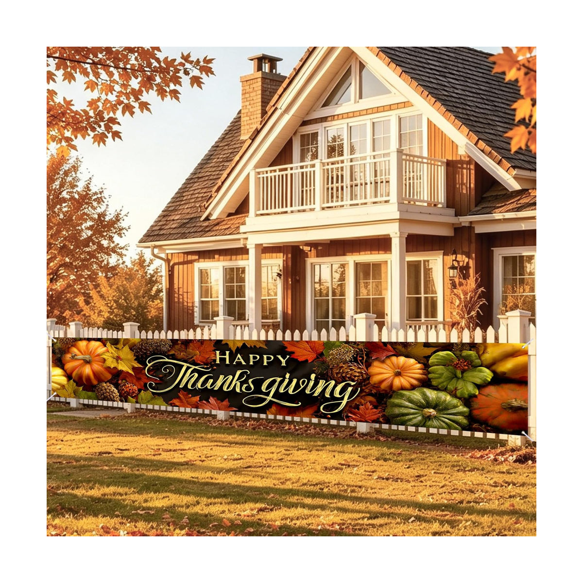 Nuxovilar Thanksgiving Banner 118.1x19.6 Inches Polyester