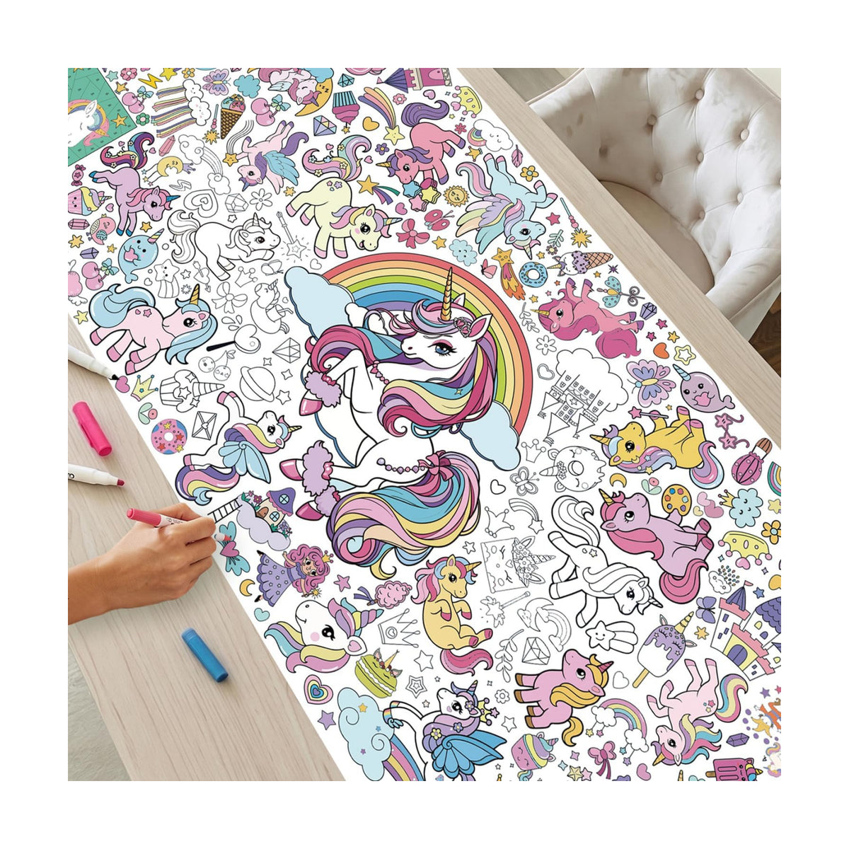 Unicorn Coloring Poster & Table Cover - 71" x 31.5"