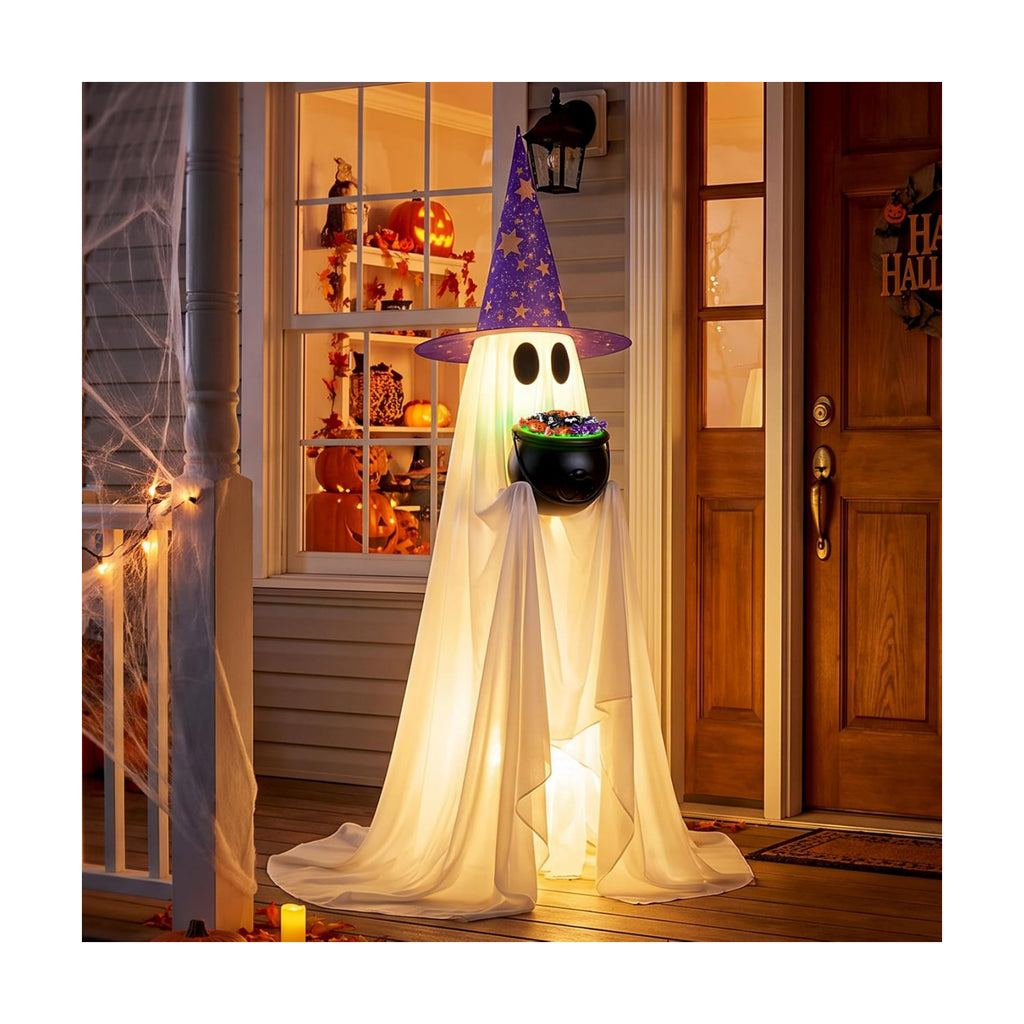 Halloween Candy Ghost Decor with Lighted Cauldron - 53'' Large Ghost Decor