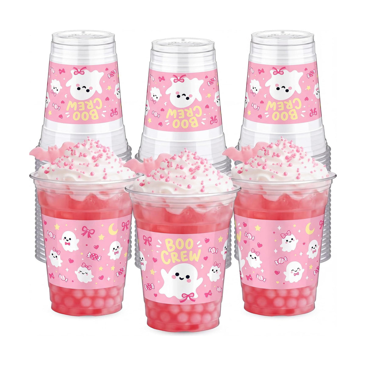 Willinglong 50 Pack Halloween Plastic Cups 12 oz for Party