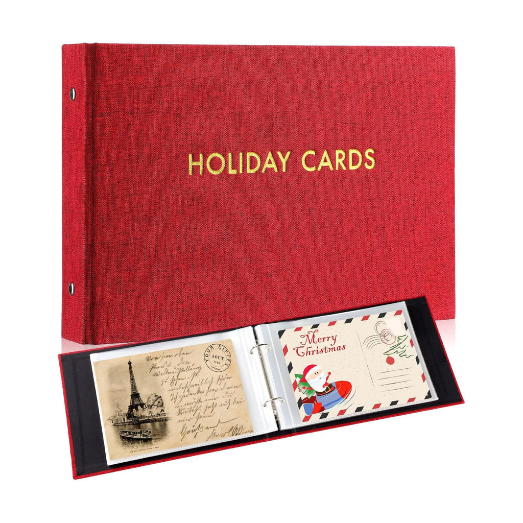 Spiareal Christmas Red Card Organizer with 100 Page suit 6x8 In Card Photo