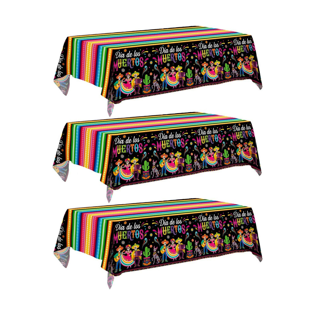 3 Pack Dia De Los Muertos Tablecloths 54 x 108 Inch