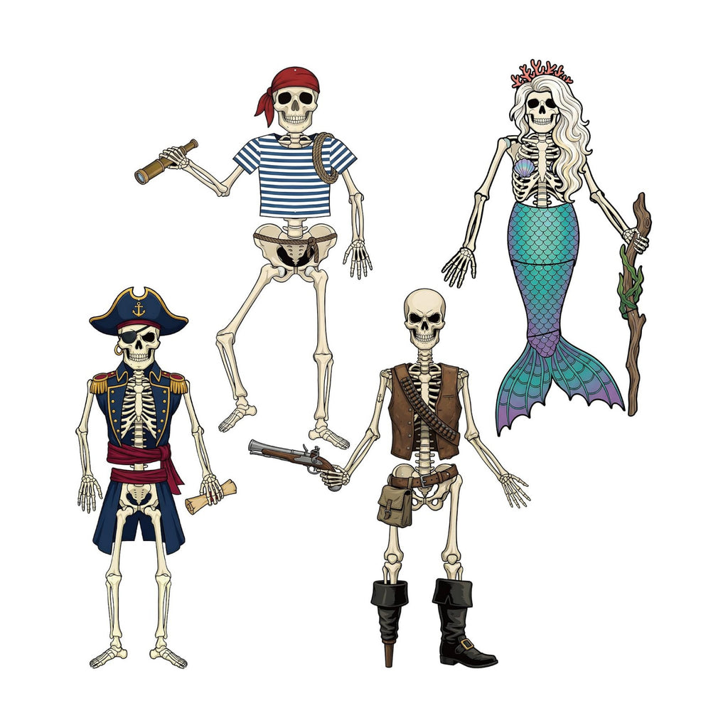 4Pcs 48" Halloween Paper Jointed Skeletons, Posable Skeleton Cutouts