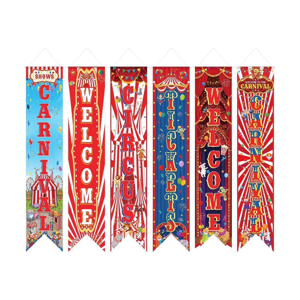 Hahafelt 6 Pcs Carnival Circus Party Decoration 61'' Halloween Porch Banner