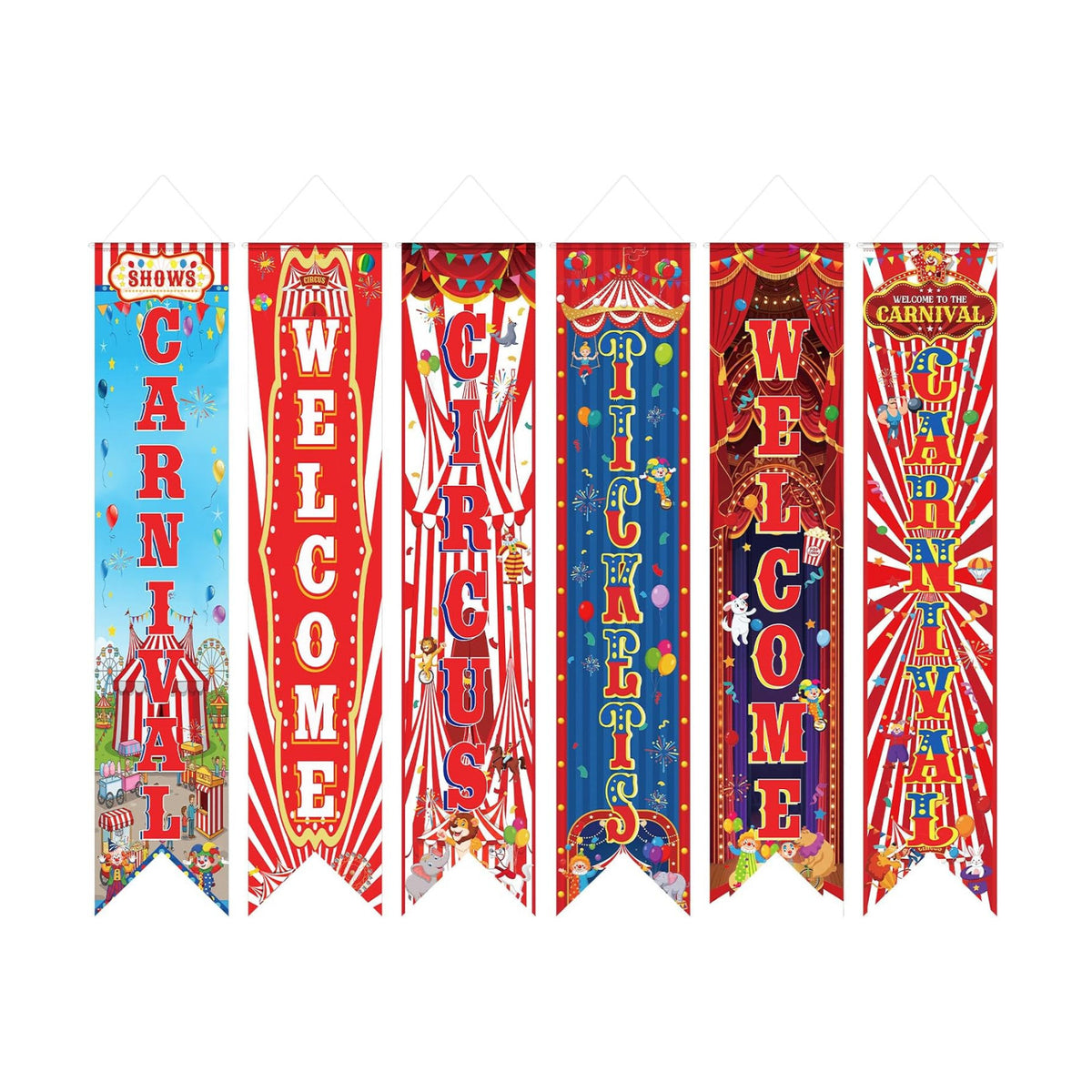 Hahafelt 6 Pcs Carnival Circus Party Decoration 61'' Halloween Porch Banner