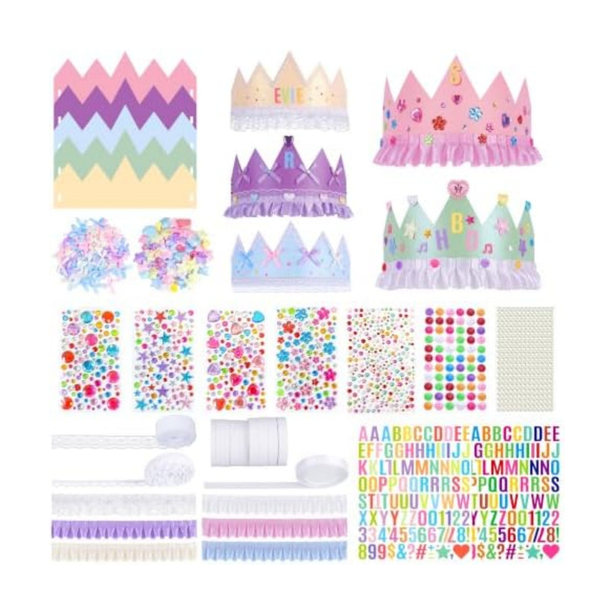 1476Pcs Paper Crowns DIY Birthday Princess Party Crown Kit for Girls Adults