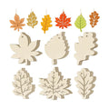 36PCS Wooden Fall Ornaments to Paint Thanksgiving Decorations, 6 Styles DIY Blank Autumn Unfinished Wood Maple Leaves Turkey Pumpkin Halloween Cutouts Ornament for Crafts Birthday Party Gifts Hanging