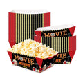100 Pcs Black Red Movie Night Paper Food Trays, Pre-Folded Disposable Snack Boats for Popcorn, Candy, Fries, Nachos, Snacks, Cinema Party Supplies, Home Theater Serving Trays