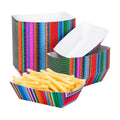 100 Pcs Mexican Fiesta Paper Food Trays, Pre-Folded Disposable Food Boats for Tacos, Nachos, Burritos, Fries, Snacks, Taco Tuesday, Fiesta Party Supplies