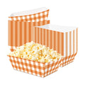 100 Pcs Orange Checkered Paper Food Trays, Pre-Folded Disposable Snack Boats for Popcorn, Candy, Fries, Nachos, Snacks, Movie Night Party Supplies, Cinema Themed Serving Trays