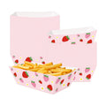 100 Pcs Strawberry Paper Food Trays, Pre-Folded Disposable Food Boats for Cookies, Cupcakes, Popcorn, Candy, Snacks, Strawberry Birthday, Baby Shower, Bridal Shower Party Supplies
