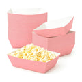 100 Pcs Pink Paper Food Trays, Pre-Folded Disposable Snack Boats for Popcorn, Candy, Fries, Nachos, Desserts and Snacks, Pink Party Supplies for Birthday, Baby Shower, Dessert Table