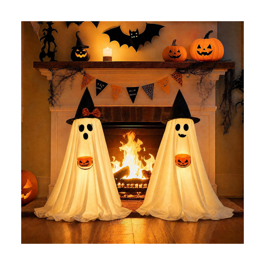 Halloween Decorations Indoor Lighted Ghost, 2 Pack Cute Light Up Ghosts
