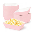 100 Pcs Pink Paper Food Trays, Pre-Folded Disposable Snack Boats for Popcorn, Candy, Fries, Nachos, Desserts, Pink Party Supplies for Birthday, Baby Shower, Bridal Shower, Dessert Table