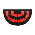 Newwiee 1 Pc 4 x 2 ft ft Halloween Flag Bunting Half Fan Hanging Pleated Flag Banner with 3 Grommets for Halloween Indoor Outdoor House Party Holiday Yard Decorations Props, Black Orange