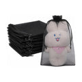 FUNFERY 100PCS Black Organza Gift Bags 6x9in,Drawstring Pouch for Jewelry