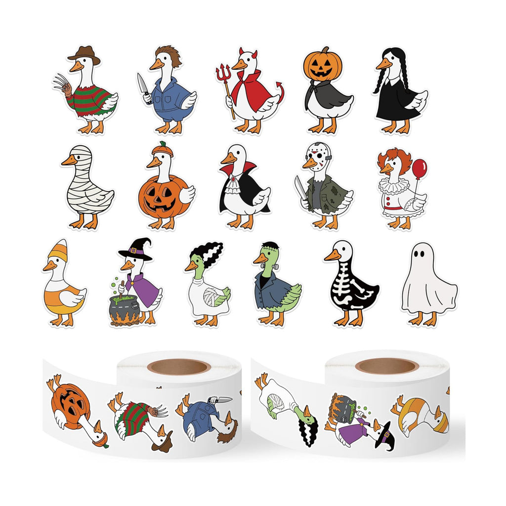 Eartim Halloween Funny Goose Sticker Rolls Self-Adhesive Decorative Decals