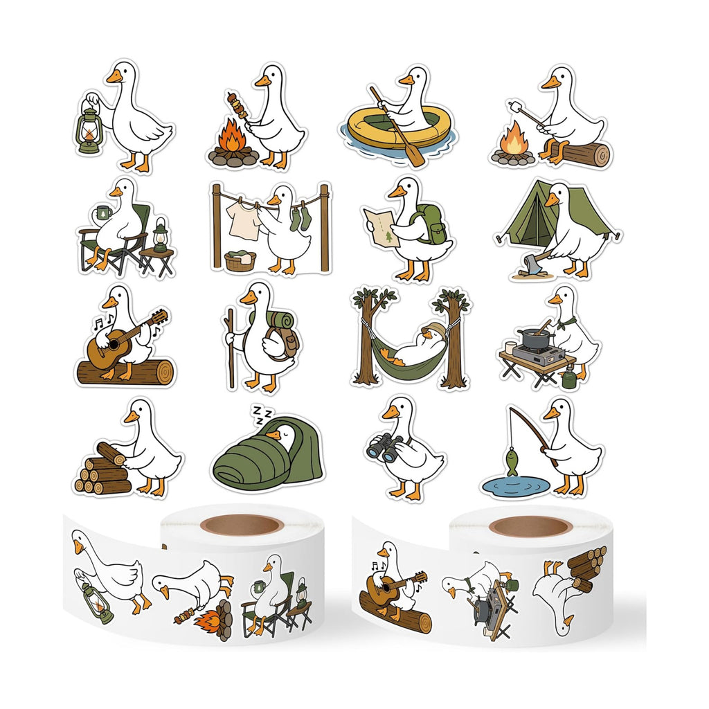 Eartim Summer Camping Goose Sticker Rolls Cartoon Funny Tent Goose Stickers