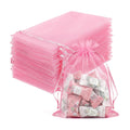 FUNFERY 100PCS Pink Organza Gift Bags 5x7in,Drawstring Pouch for Jewelry