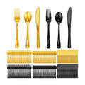 Minatee 180 Pcs Black and Gold Party Plastic Silverware Heavy Duty Cutlery Sets Disposable Utensils for Holiday Birthday Themed Party Supplies, 60 of Each Forks Knives Spoons