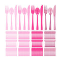 Minatee 180 Pcs Gradient Pink Plastic Silverware Heavy Duty Cutlery Sets Disposable Utensils for Holiday Birthday Themed Party Supplies, 60 of Each Forks Knives Spoons