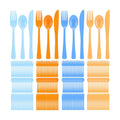 Minatee 180 Pcs Cartoon Birthday Plastic Silverware Heavy Duty Cutlery Sets Disposable Utensils for Holiday Birthday Themed Party Supplies, 60 of Each Forks Knives Spoons